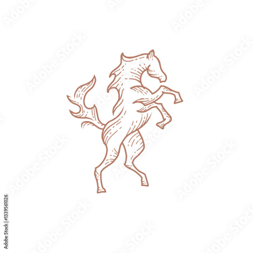 silhouette of a horse with classic vintage line style