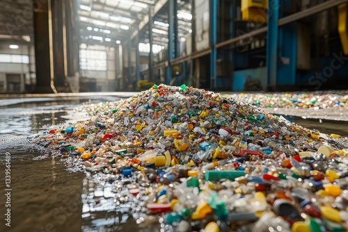 Wallpaper Mural Chemistry of recycling in action with colorful plastic waste collected at a processing facility Torontodigital.ca