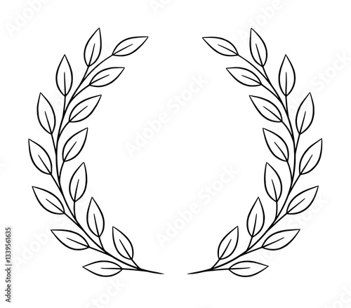 Hand-drawn laurel wreath frame
