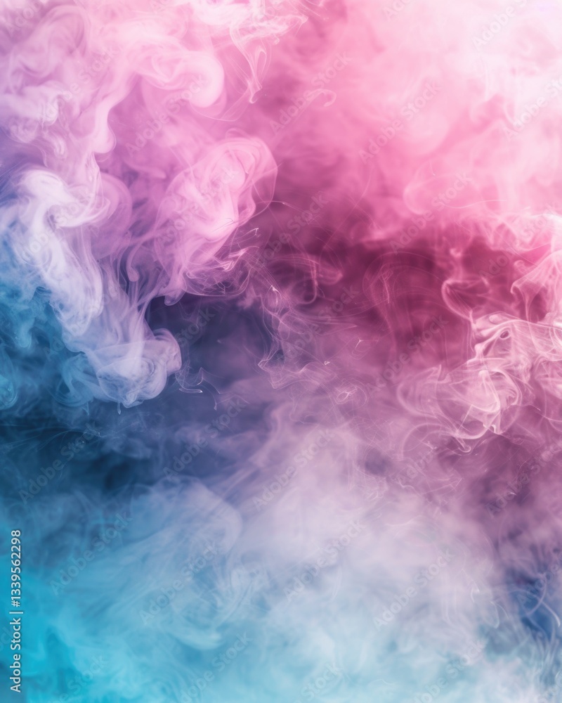 Obraz premium Abstract pastel watercolor smoke in pink and blue hues for creative background design