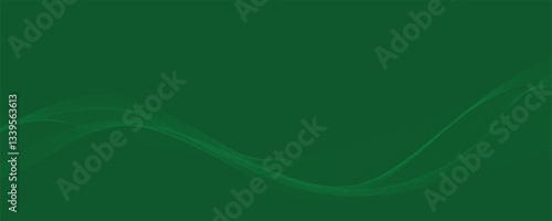 Green Abstract Background with Flowing Wavy Lines