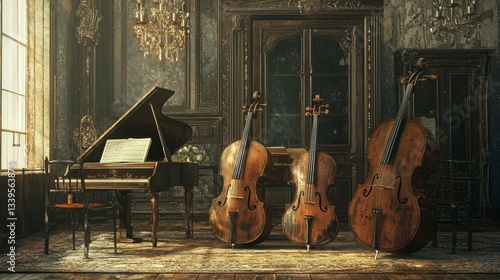 String Quartet Instruments in Vintage Setting
