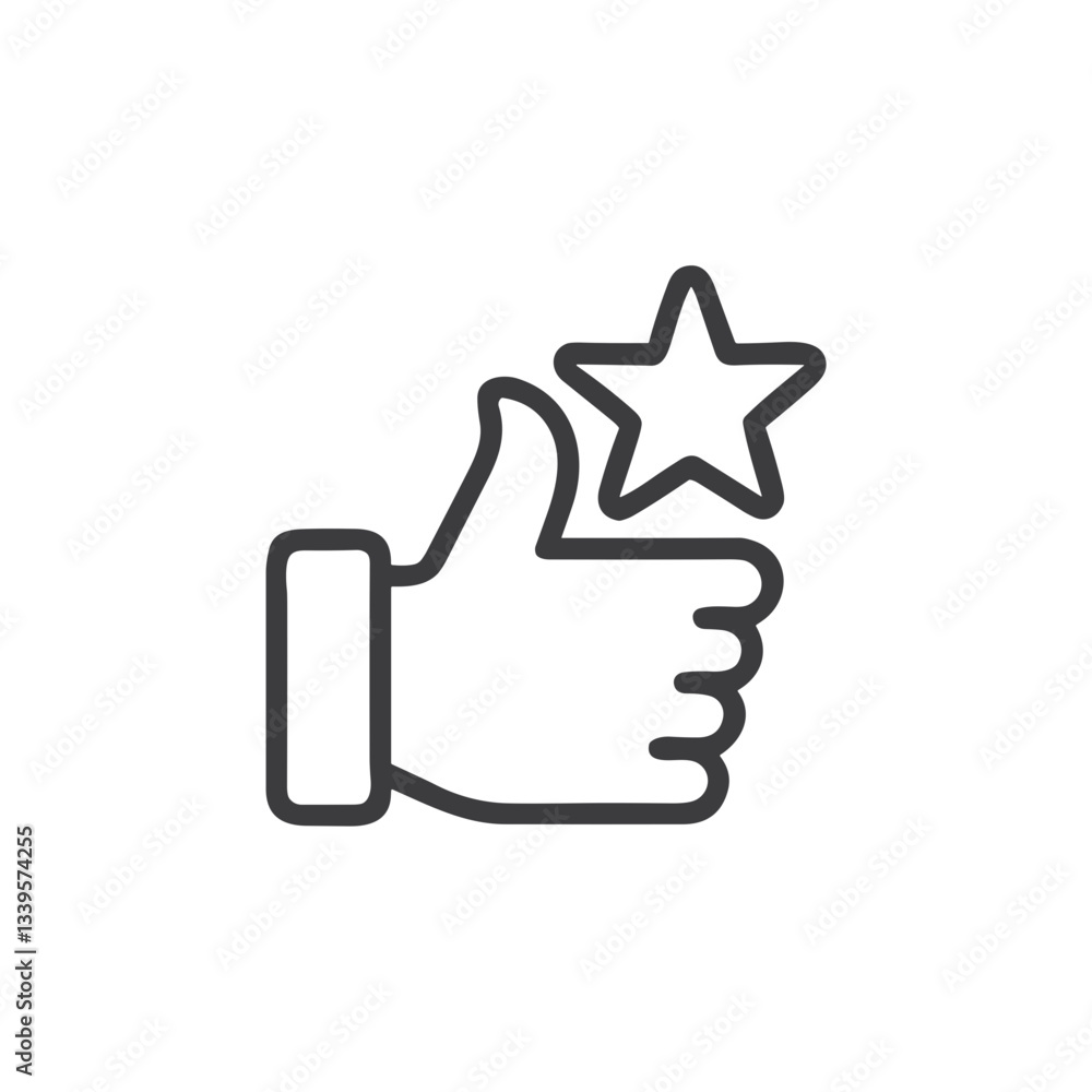 Like icon with thumbs up and star for Social Media Interfaces, Rating Systems, Feedback Forms, Review Platforms and User Engagement Metrics Like icon with thumbs up and star for Social Media Interfaces, Rating Systems, Feedback Forms, Review Platforms and User Engagement Metrics