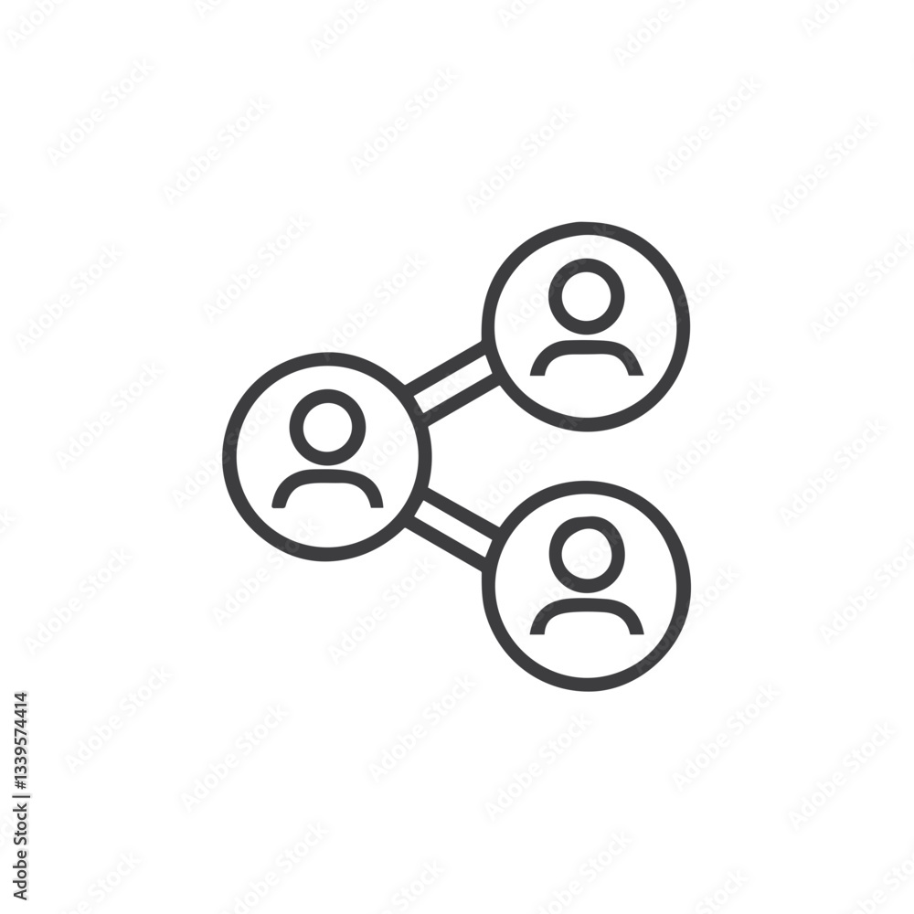 Simple network sharing icon for UI design, mobile apps, websites, user interfaces, social media features, connection visualization, and instructional materials on digital communication Simple network sharing icon for UI design, mobile apps, websites, user interfaces, social media features, connection visualization, and instructional materials on digital communication