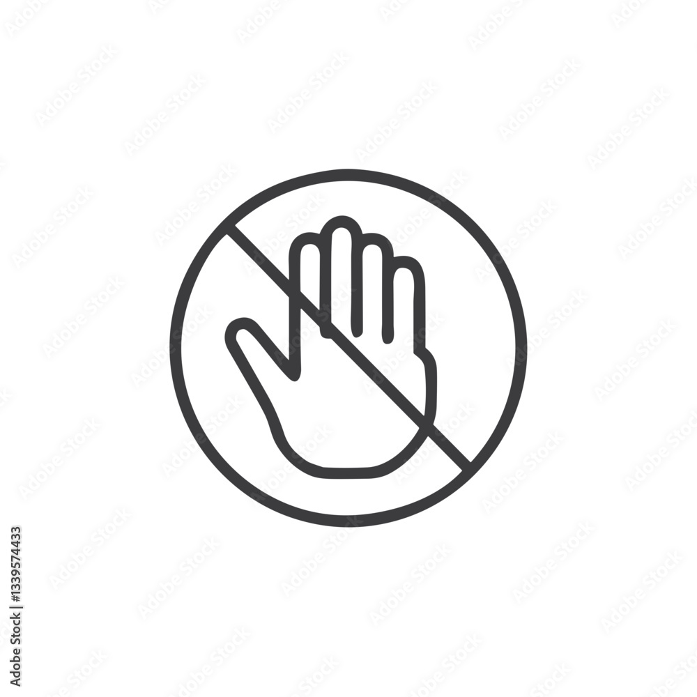 Hand stop sign icon for interface design, warning systems, access control applications, security notifications, prohibition indicators, and safety materials Hand stop sign icon for interface design, warning systems, access control applications, security notifications, prohibition indicators, and safety materials