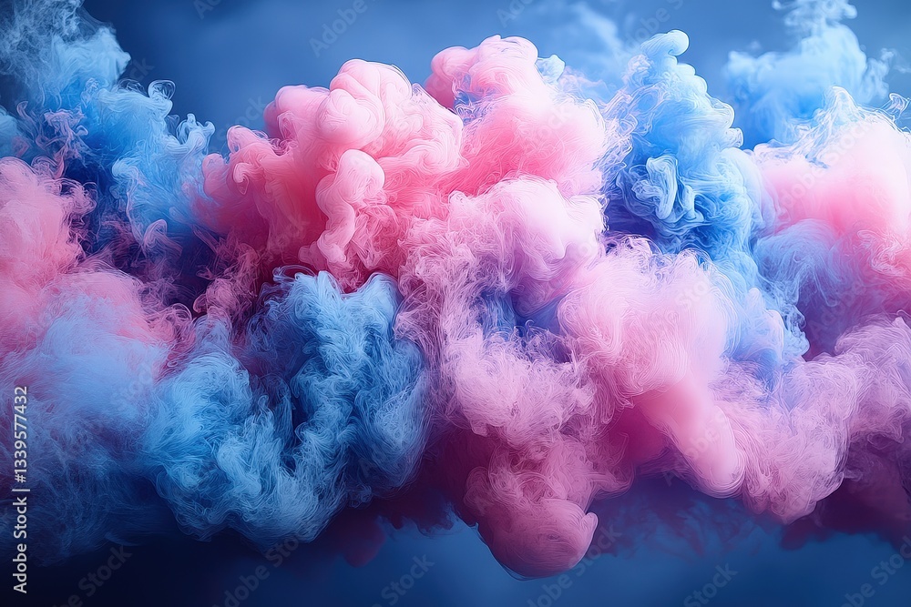 Fototapeta premium Bold Pink and Blue Ink Splashes Collide to Create a Vibrant Display of Color in a Dynamic Interaction on a Flat Surface