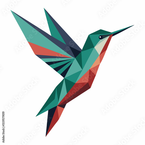 Low Poly Colorful Hummingbird Cartoon Vector Colorful Bird Illustration Vector Design