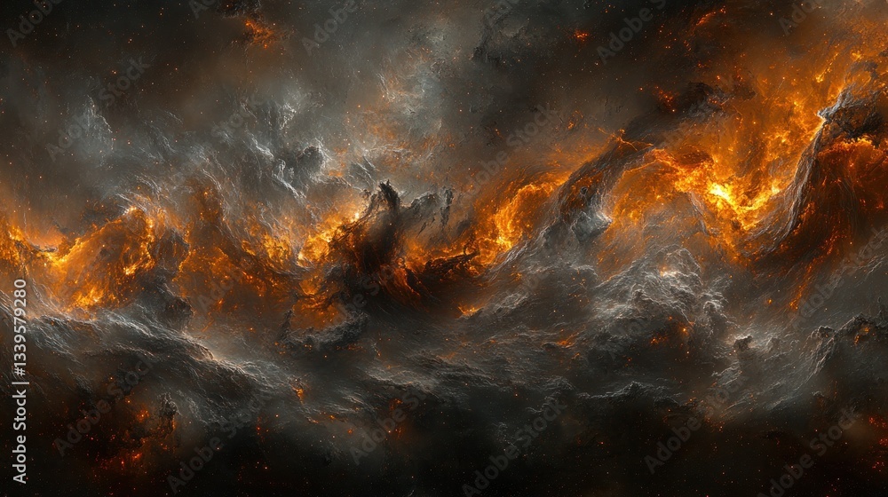 Fiery cosmic nebula Fiery cosmic nebula