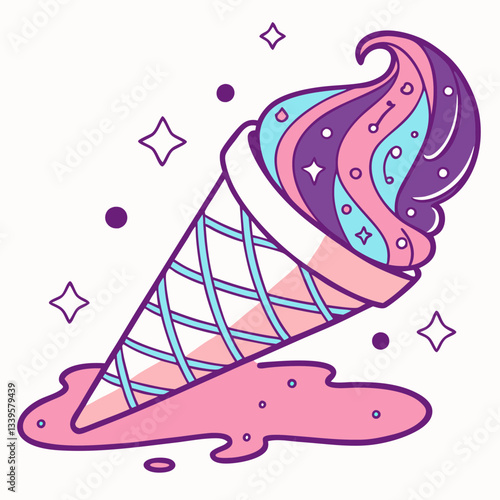 cone ice cream vector illustration