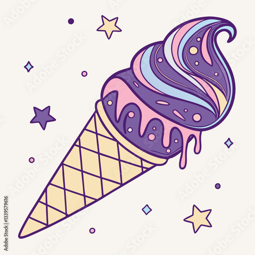 cone ice cream vector illustration