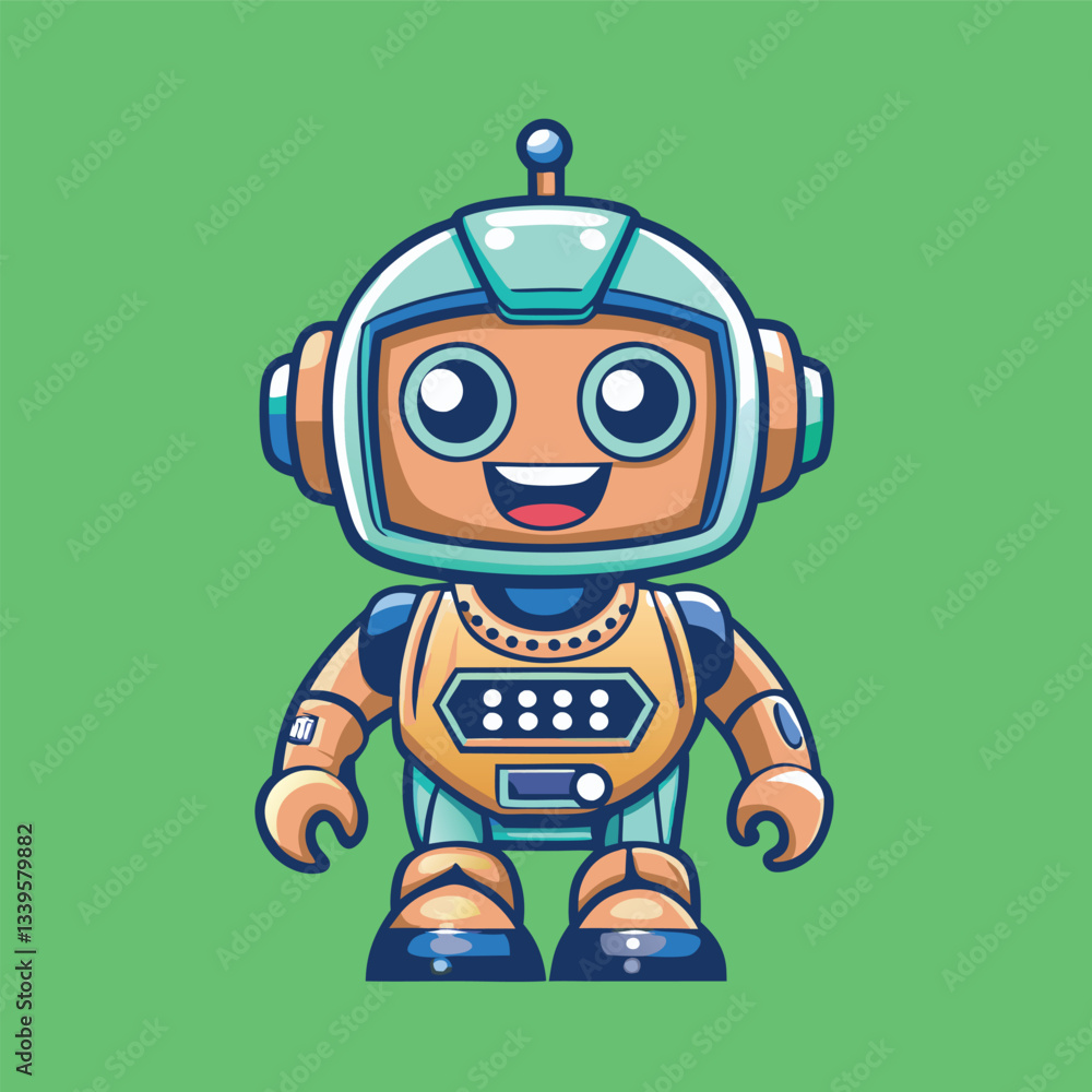Fototapeta premium Futuristic Mascot Logo Featuring a Cute Robot Character with a Friendly Expression
