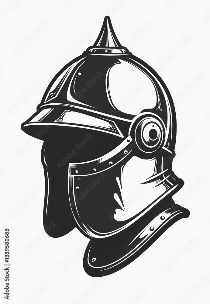 Naklejka premium Profile View of a Medieval Helmet with Neck Guard