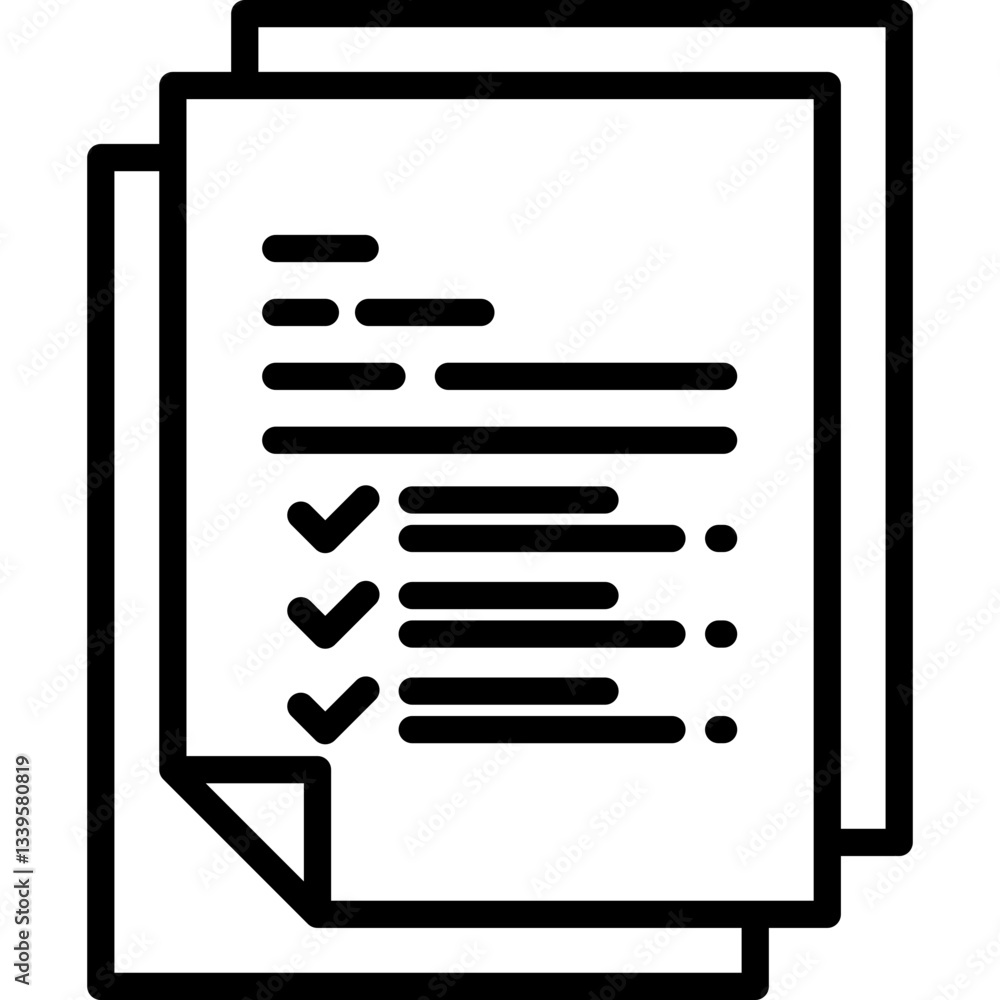 Document icon in Outline Style. Simple Vector Design. Simple Vector Outline Icon Document icon in Outline Style. Simple Vector Design. Simple Vector Outline Icon
