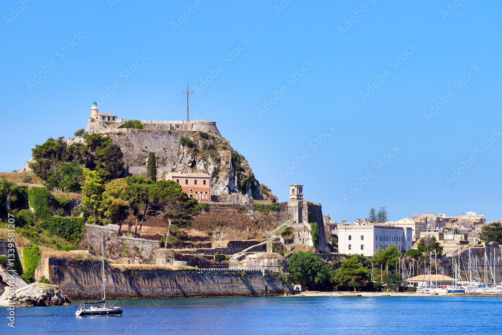 Fototapeta premium Old Corfu fortress landmark,summer season,Greece