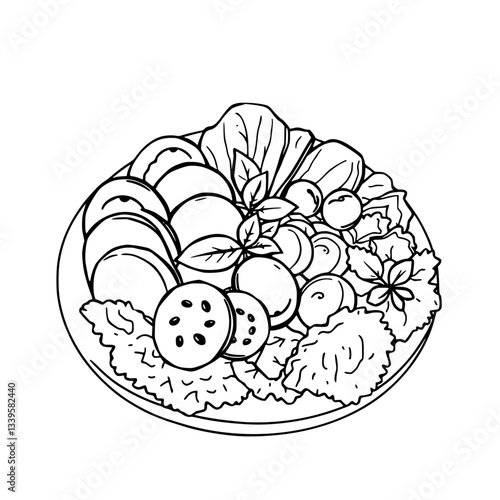 Delicious Caprese Salad Illustration with Tomatoes and Mozzarella                                             