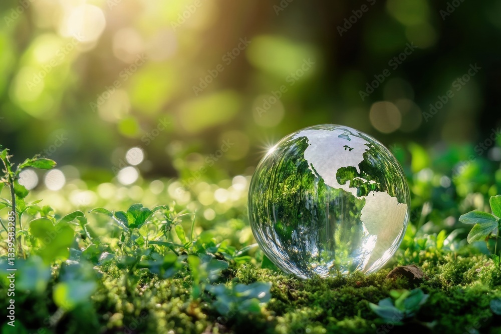 Crystal Globe Symbolizing Environmental Sustainability Crystal Globe Symbolizing Environmental Sustainability