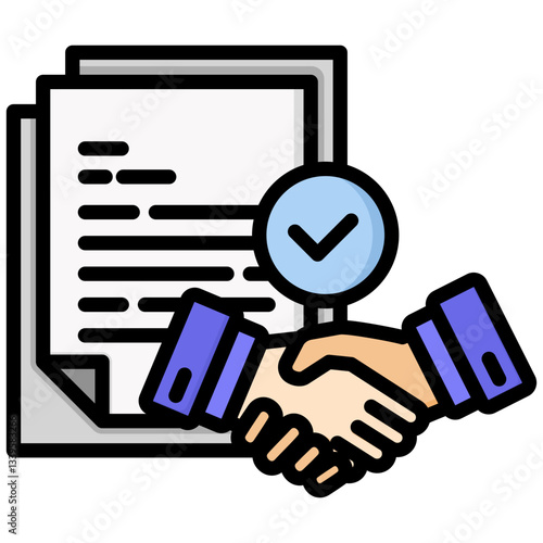 Agreement icon in Flat Color Style With Outline. Simple Vector Design. Simple Vector Flat Icon