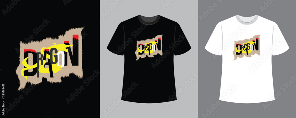 Fototapeta premium Dragon text illustration t-shirt design