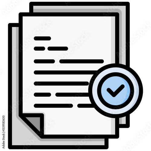 Agreement icon in Flat Color Style With Outline. Simple Vector Design. Simple Vector Flat Icon