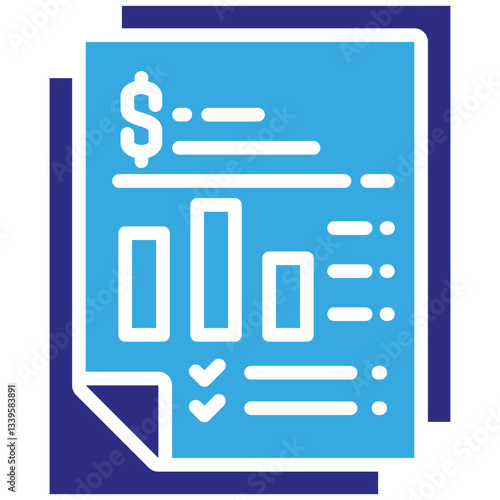 Financial Report icon in Glyph Dual Color Style. Simple Vector Design. Simple Vector Glyph Icon