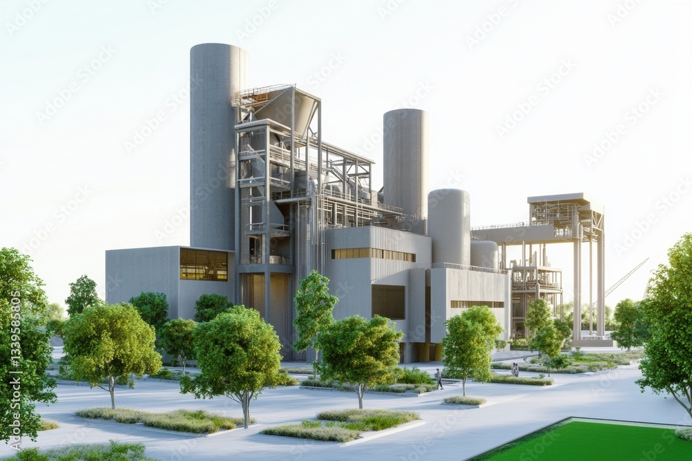 Obraz premium Green Initiatives in Carbon Cement Factory Design