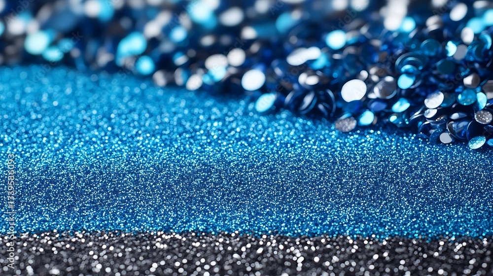 Fototapeta premium Sparkling Blue Glitter Backgrounds, Decorative Texture