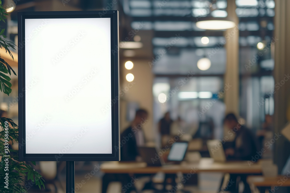 Fototapeta premium Blank Digital Billboard, Coworking Space