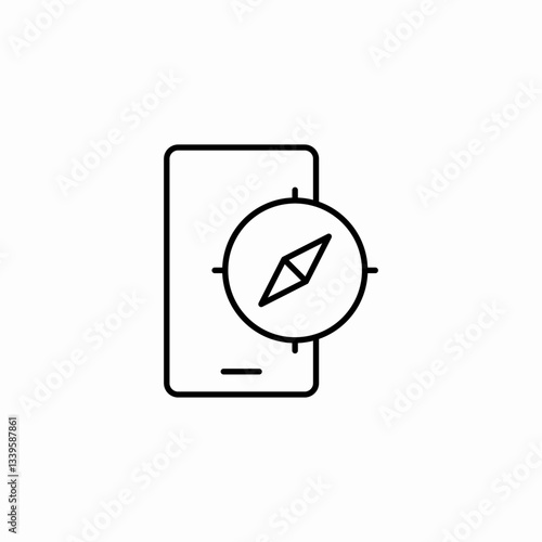 mobile phone compass icon sign vector