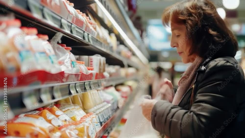 A video of a woman choosing dairy products in a supermarket is useful for food advertising, healthy eating blogs, and educational materials on grocery shopping.
A video of a woman choosing dairy products in a supermarket is useful for food advertising, healthy eating blogs, and educational materials on grocery shopping.