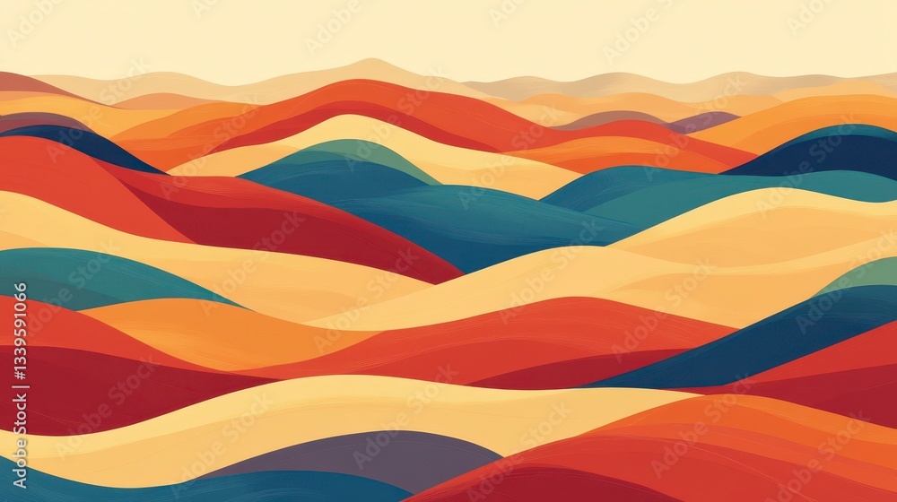 Abstract Colorful Rolling Hills Landscape - Artistic Mountain Range Illustration Abstract Colorful Rolling Hills Landscape - Artistic Mountain Range Illustration