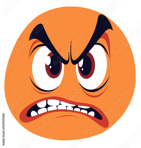 Angry cartoon face expressing frustration against a colorful background  