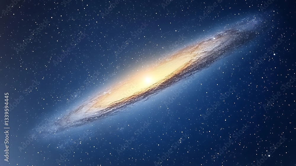 Obraz premium A Spiral Galaxy Displayed Against a Dark Blue Starry Backdrop