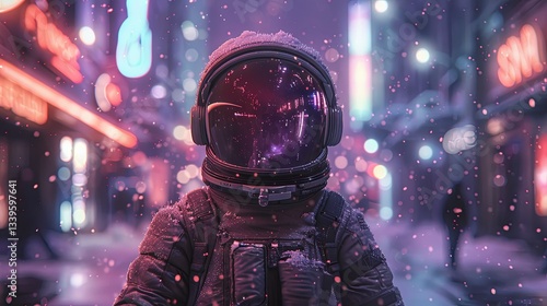 cosmonaut goes on the modern street