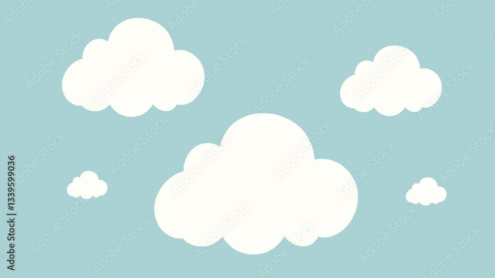 animation 4k video Cartoon clouds on a bright blue sky. Perfect for children's illustrations or whimsical designs. animation 4k video Cartoon clouds on a bright blue sky. Perfect for children's illustrations or whimsical designs.