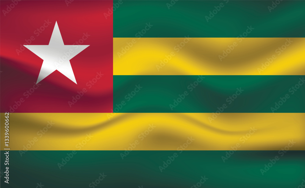Flag of Togo. National symbol in official colors. Template icon. Abstract vector background. Flag of Togo. National symbol in official colors. Template icon. Abstract vector background.