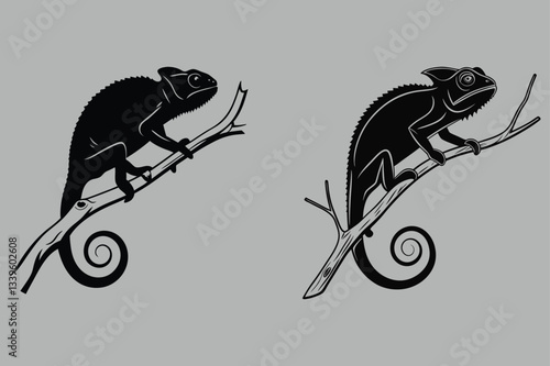 a komodo dragon stalking prey silhouette vector design art and illustration