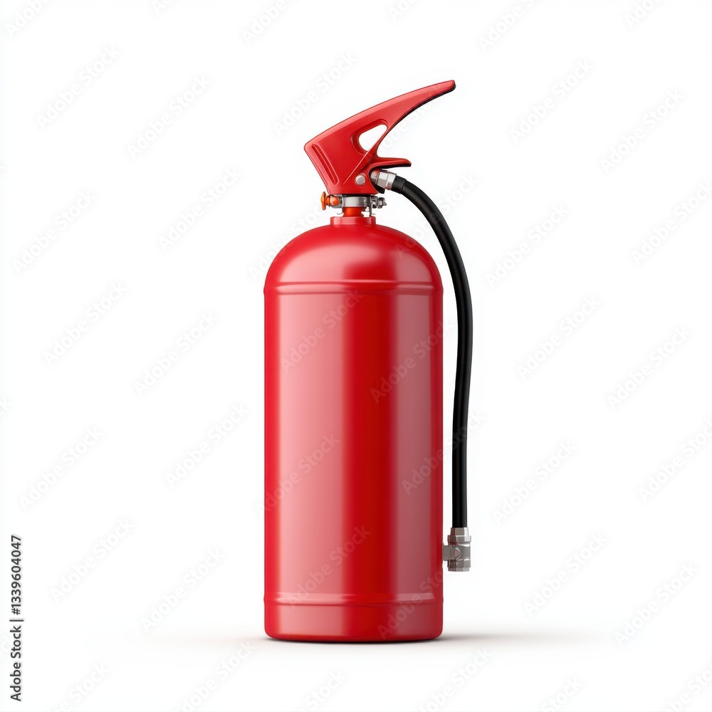 Fototapeta premium Bright Red Fire Extinguisher on a White Background for Safety and Emergency Preparedness