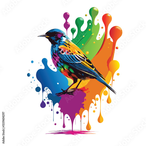 bird on branch vector
