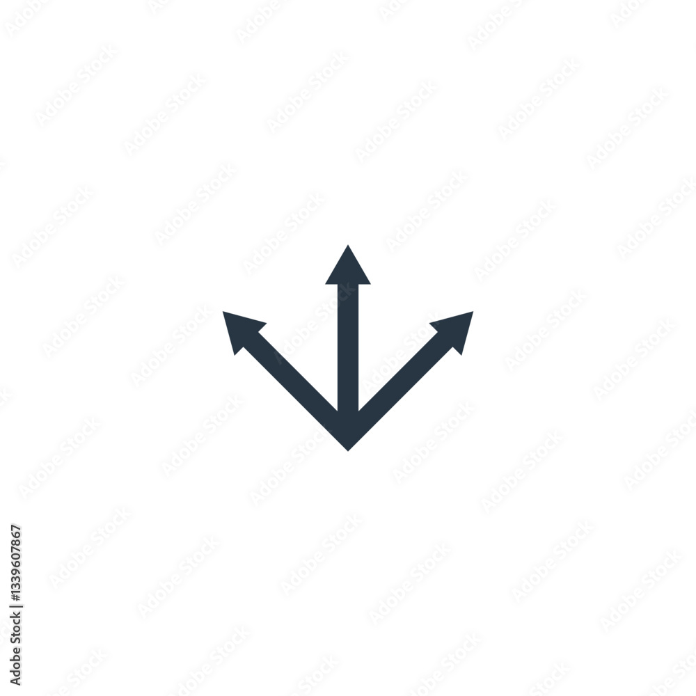 Three-way vector icon. Isolated design for navigation sign with a focus on high sales. Vector illustration. Three-way vector icon. Isolated design for navigation sign with a focus on high sales. Vector illustration.