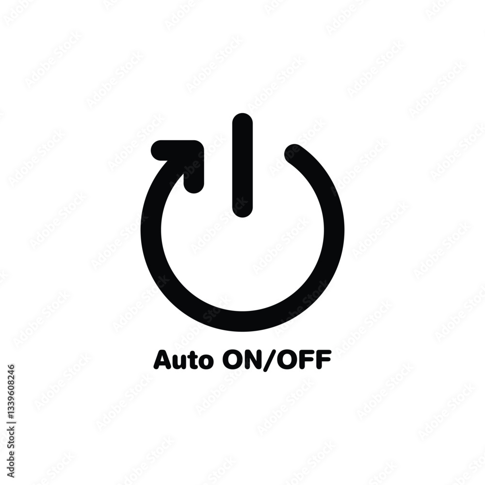 Auto On/Off Icon – Vector Symbol for Buttons, Technology, Electronics, Power Control, Automation, and Smart Devices Auto On/Off Icon – Vector Symbol for Buttons, Technology, Electronics, Power Control, Automation, and Smart Devices