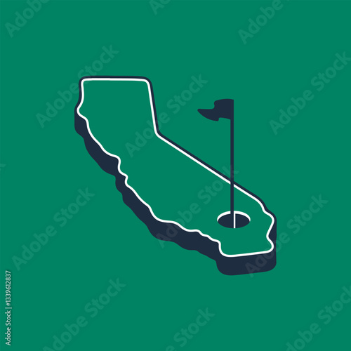 Vector logo of California State Golf Club, USA. Golf course state map