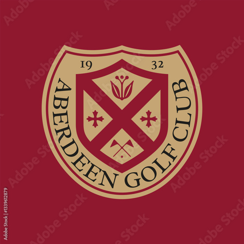Modern golf club badge icon logo vector illustration design. Vintage Aberdeen Golf club with crossed.