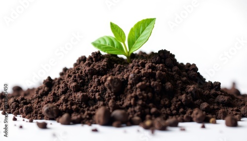 Lump of fertile topsoil against white backdrop , background, clay, farming