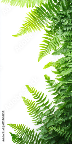 Obraz na płótnie Photorealistic Boston Fern with white background, Boston Fern plant copy space, isolated on white plant w salonie