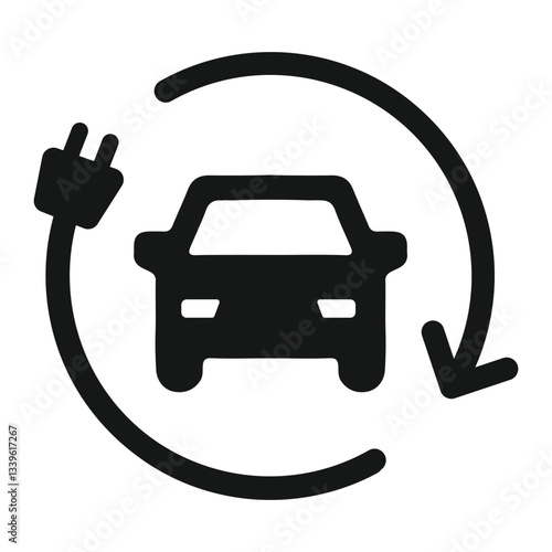 Electric Vehicle Icon - Charging Vector Symbol