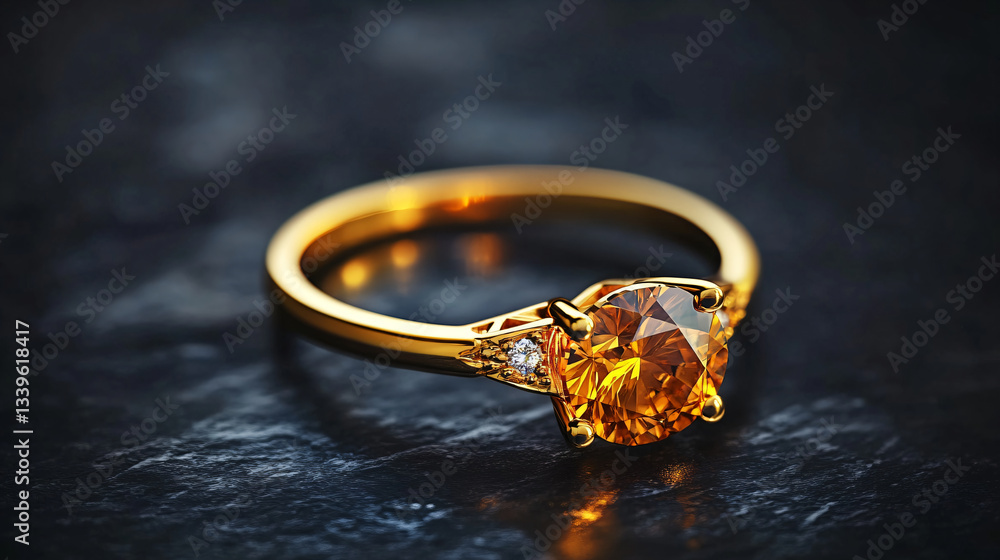 Realistic Gold Ring with Gemstone – Premium Mood and Text Space Realistic Gold Ring with Gemstone – Premium Mood and Text Space