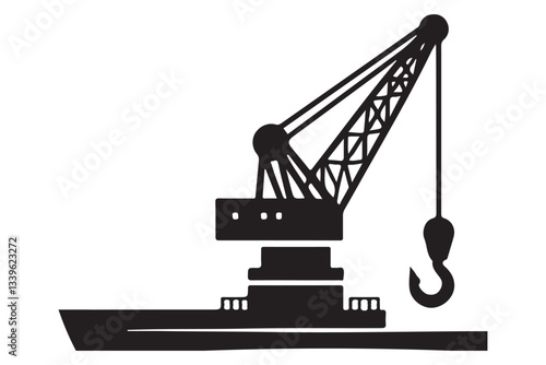 Cargo Ship Crane Silhouette Vector Illustration Maritime Transport Design