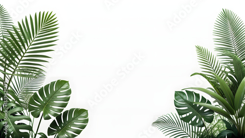 Tropical Leaf Border – Lush Greenery Floral Background Bundle