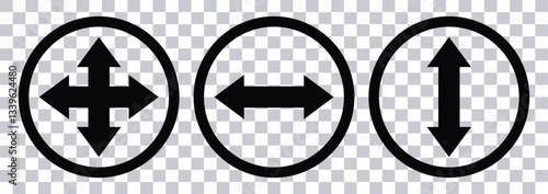 Free Download Directional Arrow Icons Set – Four-Way, Horizontal, and Vertical Arrows in Circle Vectors - GFXLoad