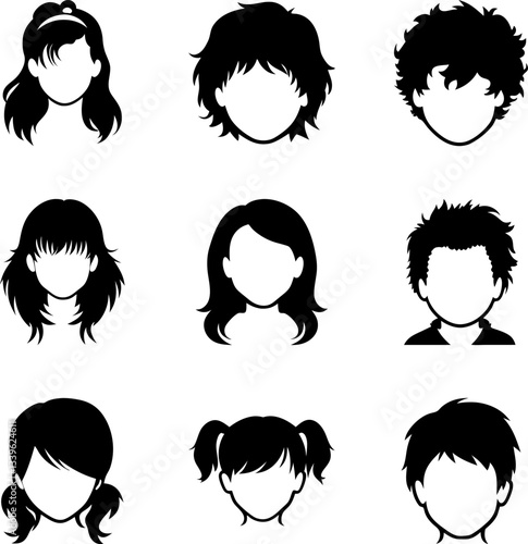 Hairstyle Silhouettes: Diverse Haircuts for Men, Women, and Children